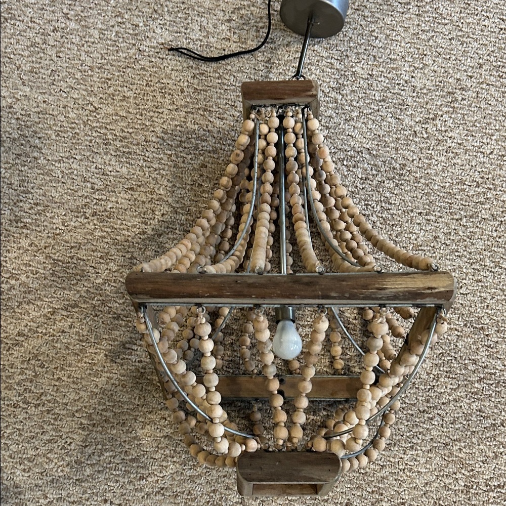 Rustic Wooden Beaded Chandelier
